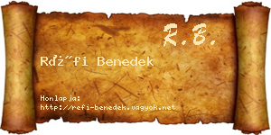 Réfi Benedek névjegykártya
